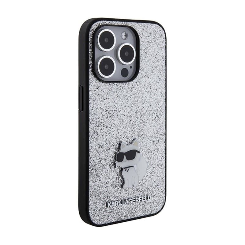 Karl Lagerfeld Fixed Glitter Choupette Logo Metal Pin - Case iPhone 15 Pro Max (silver) - 4