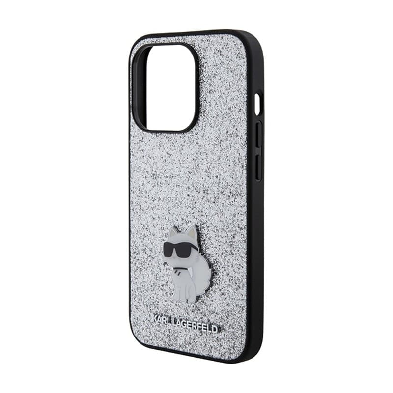 Karl Lagerfeld Fixed Glitter Choupette Logo Metal Pin - Case iPhone 15 Pro Max (silver) - 6