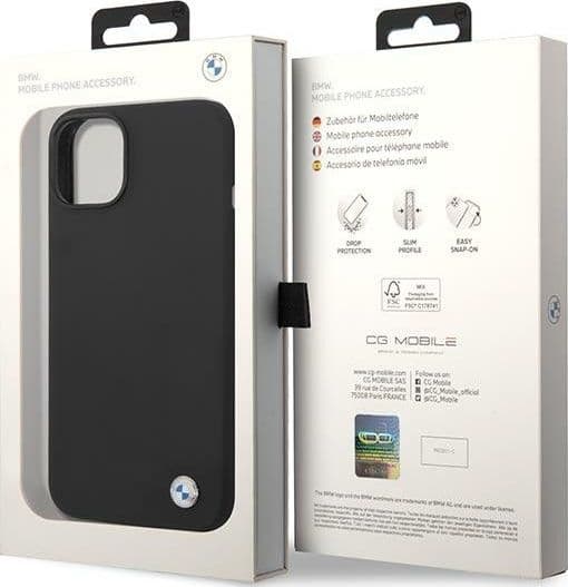 BMW Liquid Silicone Case Metal Logo for iPhone 14 (Black) - 8