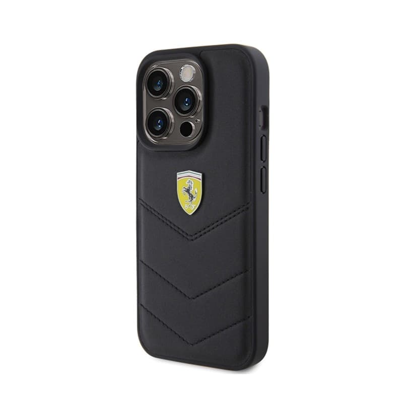 Ferrari Quilted Metal Logo - Case for iPhone 15 Pro (Black) - 2