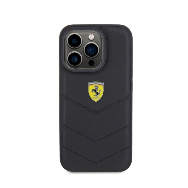 Ferrari Quilted Metal Logo - Case for iPhone 15 Pro (Black) - 3