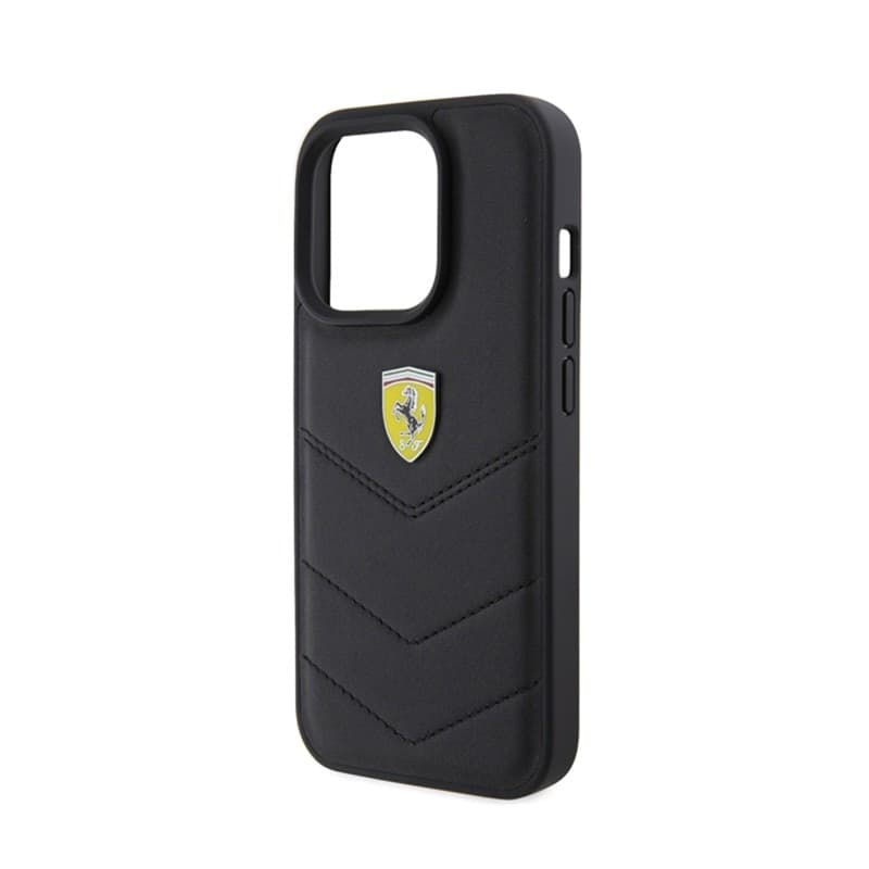 Ferrari Quilted Metal Logo - Case for iPhone 15 Pro (Black) - 6