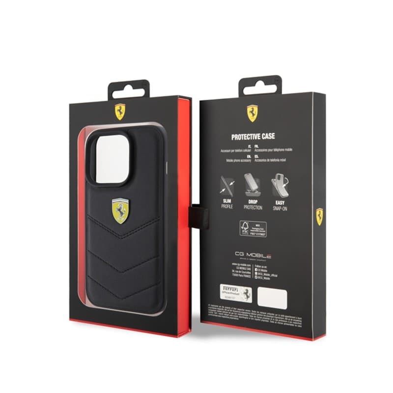 Ferrari Quilted Metal Logo - Case for iPhone 15 Pro (Black) - 8
