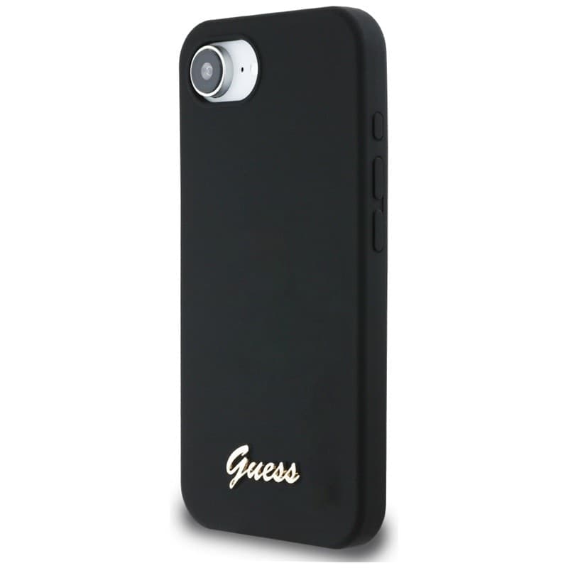Guess Silicone Script Metal Logo MagSafe - Case for iPhone 16e (black) - 2