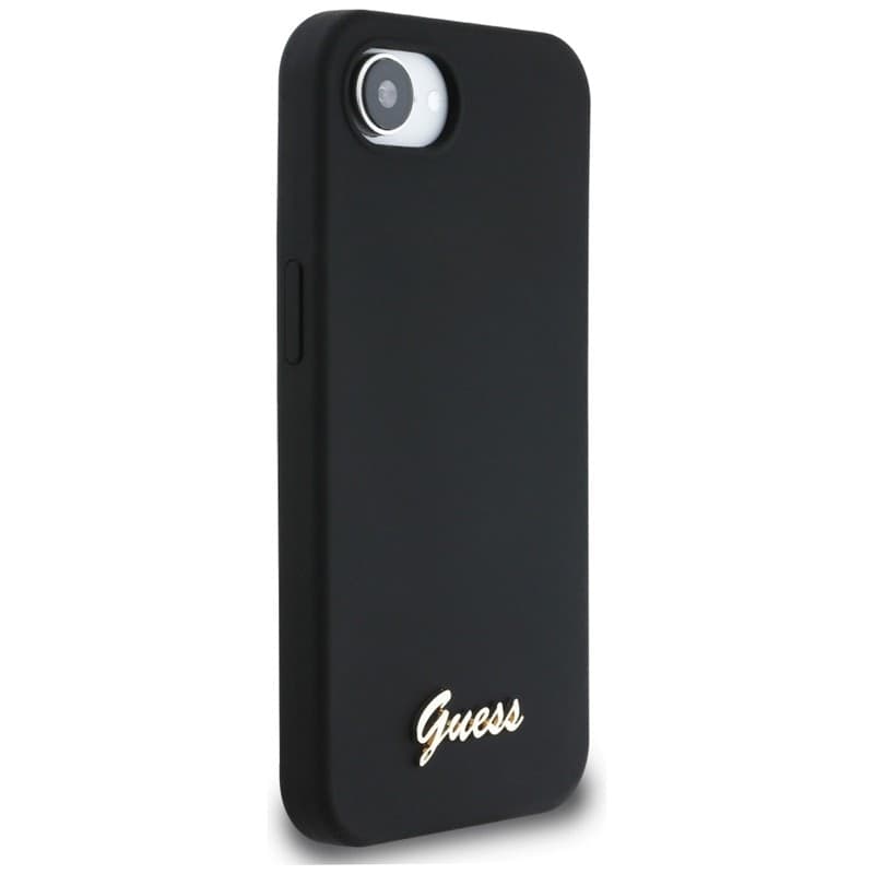 Guess Silicone Script Metal Logo MagSafe - Case for iPhone 16e (black) - 4