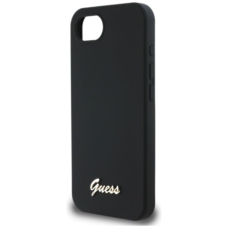 Guess Silicone Script Metal Logo MagSafe - Case for iPhone 16e (black) - 6