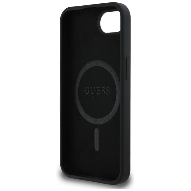 Guess Silicone Script Metal Logo MagSafe - Case for iPhone 16e (black) - 7
