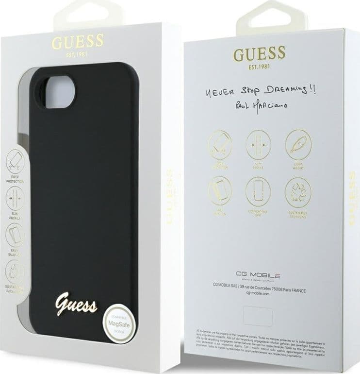 Guess Silicone Script Metal Logo MagSafe - Case for iPhone 16e (black) - 8