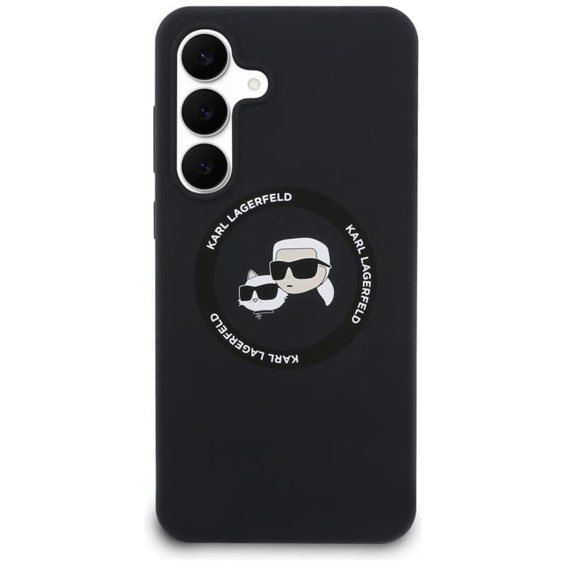 Karl Lagerfeld Silicone Karl & Choupette Heads MagSafe – Case Samsung Galaxy S25 FE (black) - 3