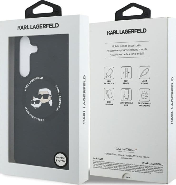 Karl Lagerfeld Silicone Karl & Choupette Heads MagSafe – Case Samsung Galaxy S25 FE (black) - 8