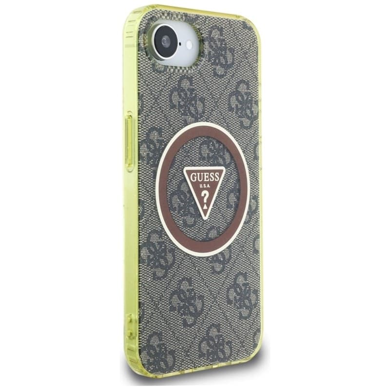 Guess IML Metal Glitter 4G Circle Triangle MagSafe - Case for iPhone 16e (brown) - 4