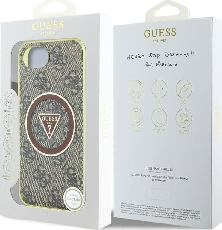 Guess IML Metal Glitter 4G Circle Triangle MagSafe - Case for iPhone 16e (brown) - 8