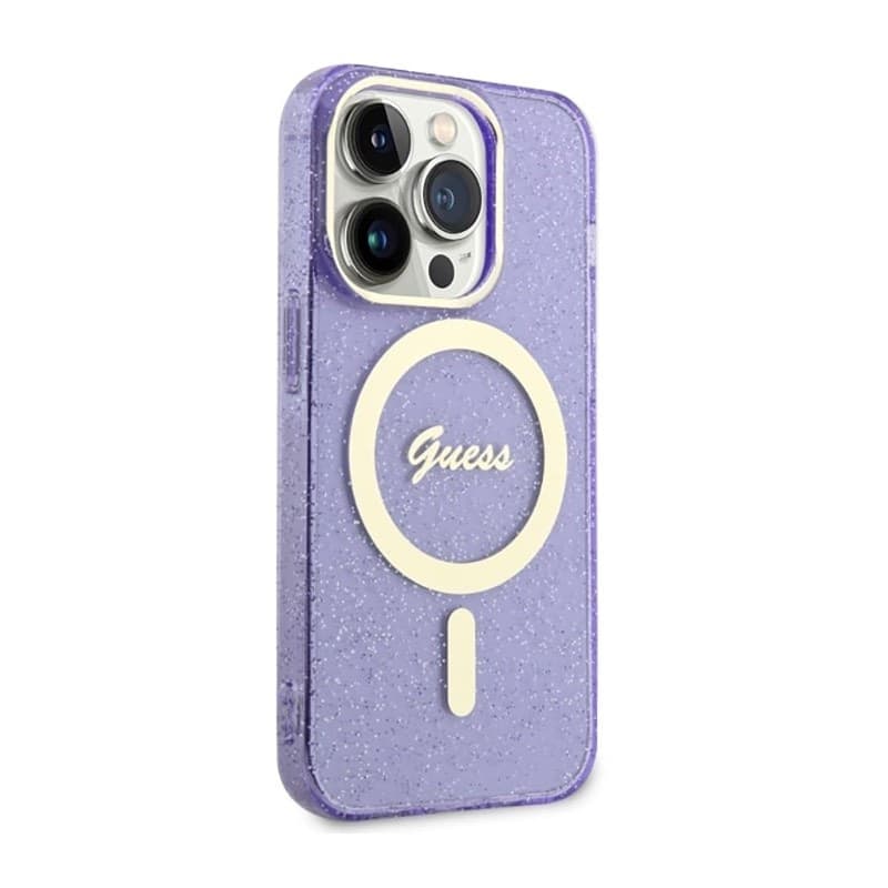 Guess Glitter Gold MagSafe - Case for iPhone 14 Pro (Purple) - 4