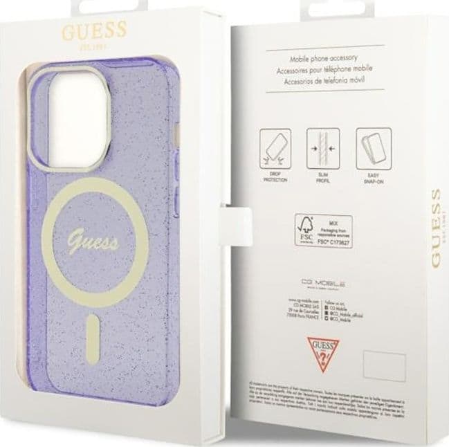 Guess Glitter Gold MagSafe - Case for iPhone 14 Pro (Purple) - 8