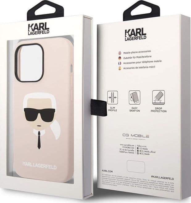 Karl Lagerfeld Silicone Ikonik Karl's Head MagSafe - Case for iPhone 14 Pro (Pink) - 6