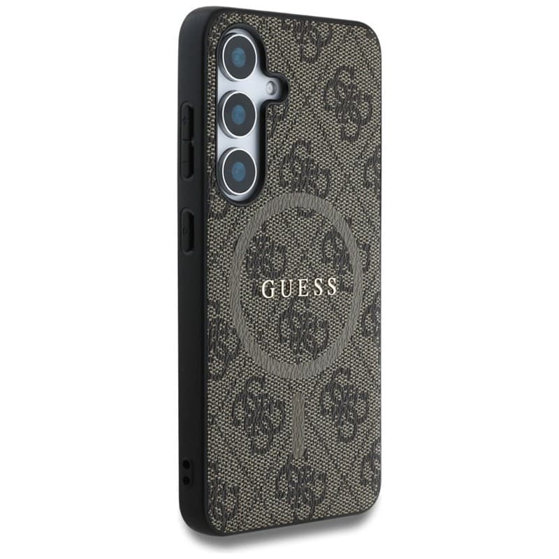 Guess Leather 4G Colored Ring Classic Logo MagSafe - Case for Samsung Galaxy S25 (brown) - 4