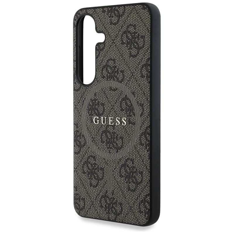 Guess Leather 4G Colored Ring Classic Logo MagSafe - Case for Samsung Galaxy S25 (brown) - 6
