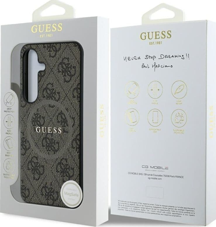 Guess Leather 4G Colored Ring Classic Logo MagSafe - Case for Samsung Galaxy S25 (brown) - 8