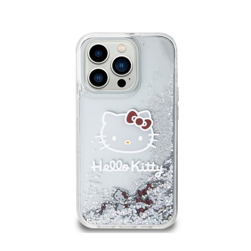 Hello Kitty Liquid Glitter Charms Kitty Head - iPhone 14 Pro Case (silver) - 3