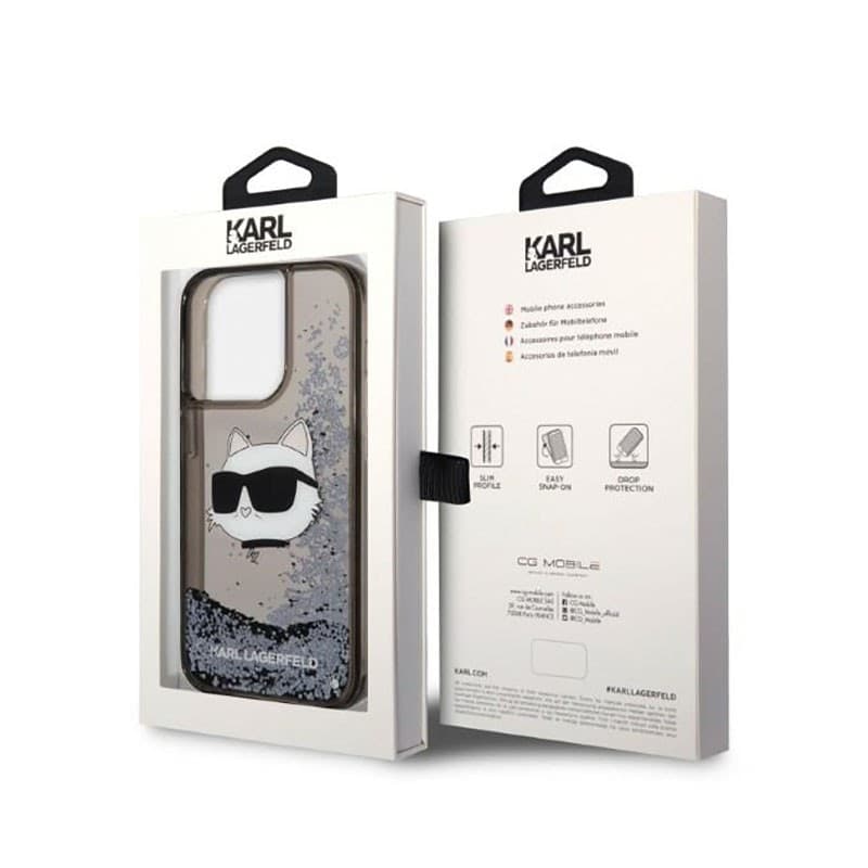 Karl Lagerfeld Liquid Glitter NFT Choupette Head - Case for iPhone 14 Pro (Black) - 8