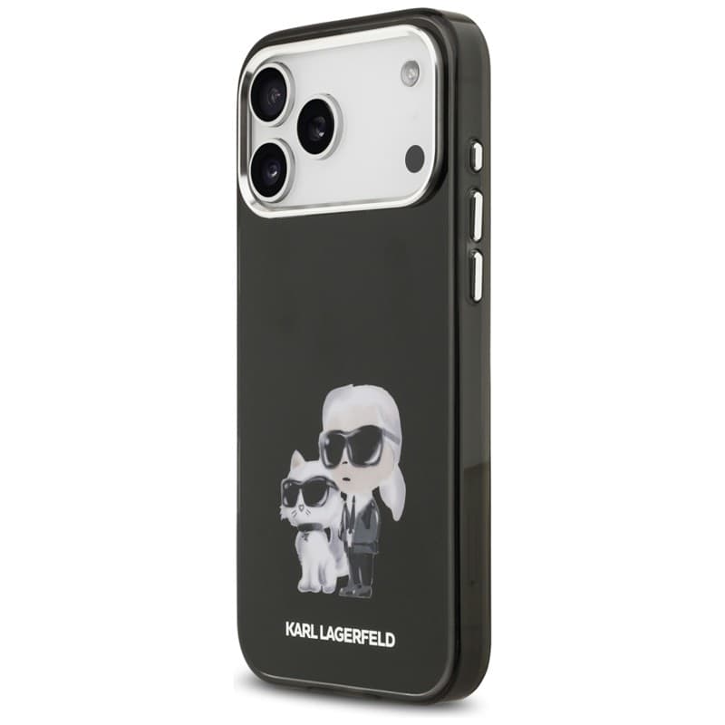 Karl Lagerfeld IML Aquarelle Karl & Choupette & Logo MagSafe - Custodia per iPhone 17 Pro (Nero) - 2