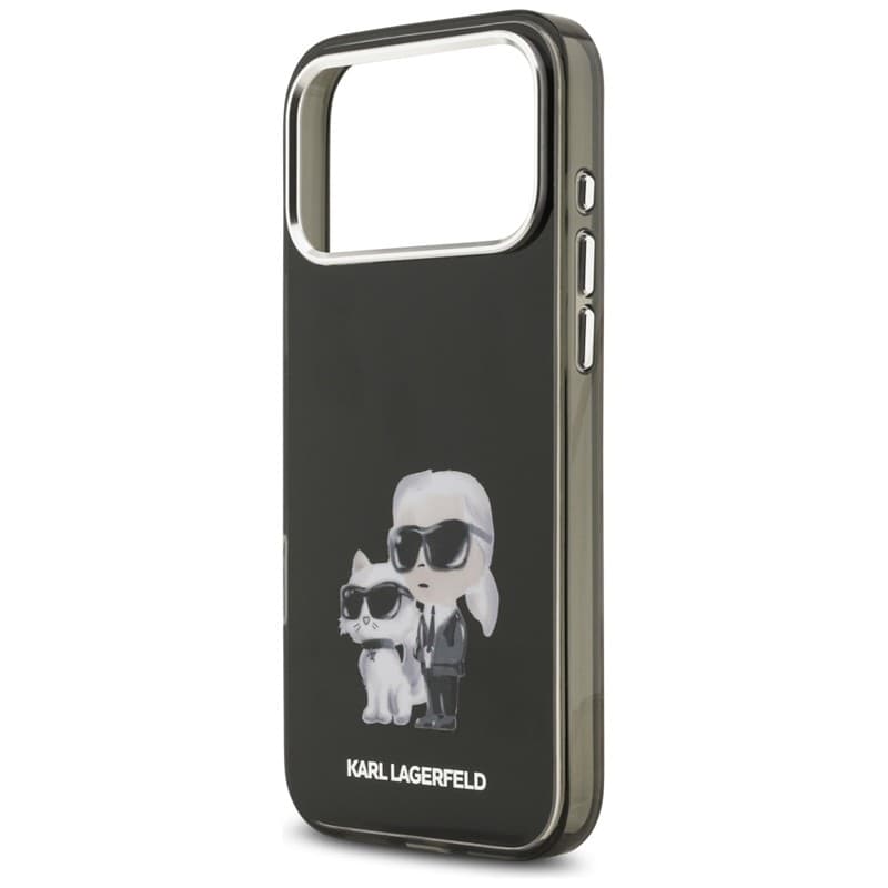 Karl Lagerfeld IML Aquarelle Karl & Choupette & Logo MagSafe - Custodia per iPhone 17 Pro (Nero) - 6