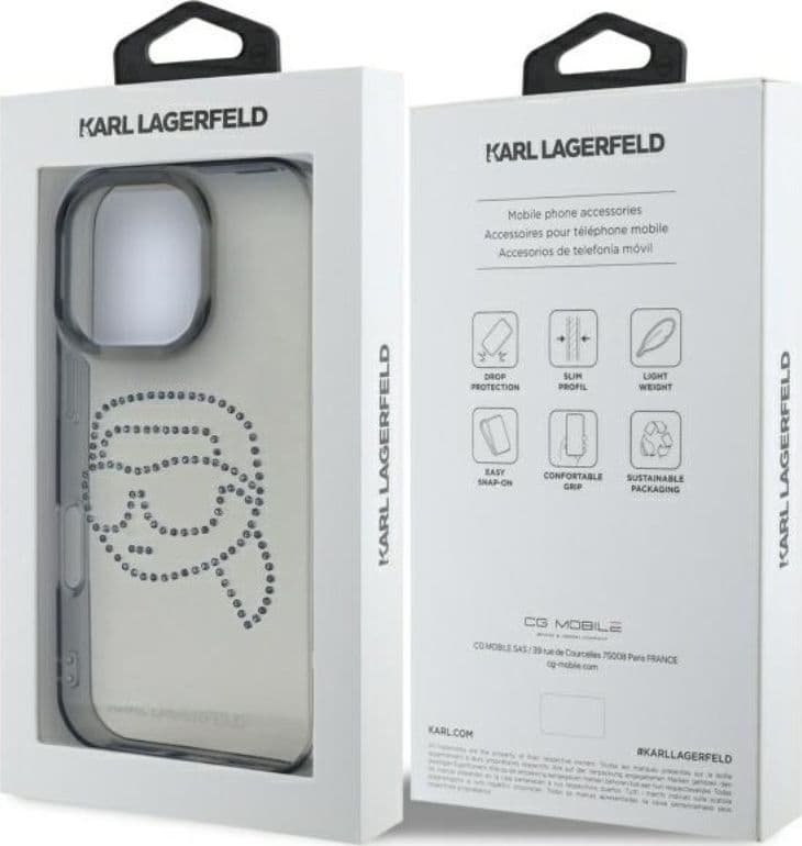 Karl Lagerfeld IML Rhinestones Karl Head - Case for iPhone 16 Pro Max (black) - 8