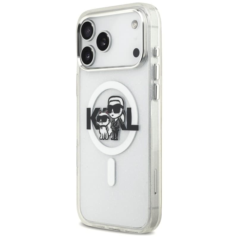 Karl Lagerfeld IML Glitter Karl & Choupette Sketch Logo MagSafe - Case for iPhone 17 Pro Max (transparent) - 2