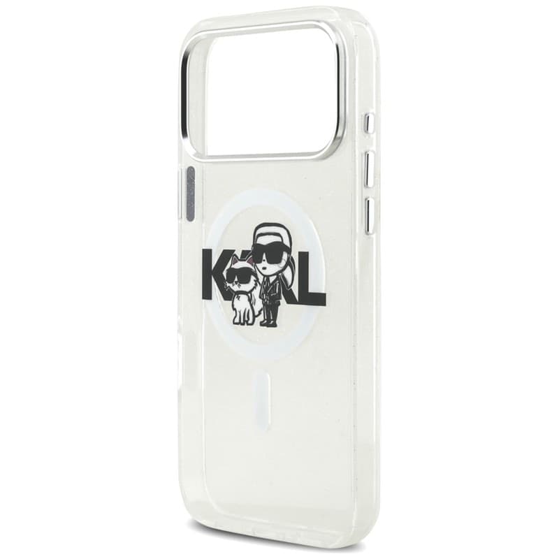 Karl Lagerfeld IML Glitter Karl & Choupette Sketch Logo MagSafe - Case for iPhone 17 Pro Max (transparent) - 6