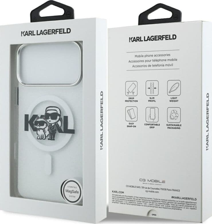 Karl Lagerfeld IML Glitter Karl & Choupette Sketch Logo MagSafe - Case for iPhone 17 Pro Max (transparent) - 8