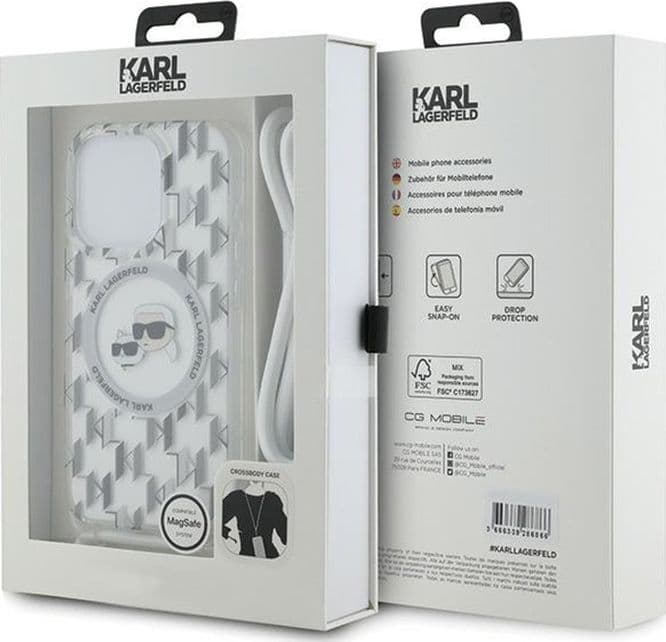 Karl Lagerfeld IML Crossbody Monogram Karl & Choupette Head MagSafe - iPhone 15 Pro Case (Transparent) - 6