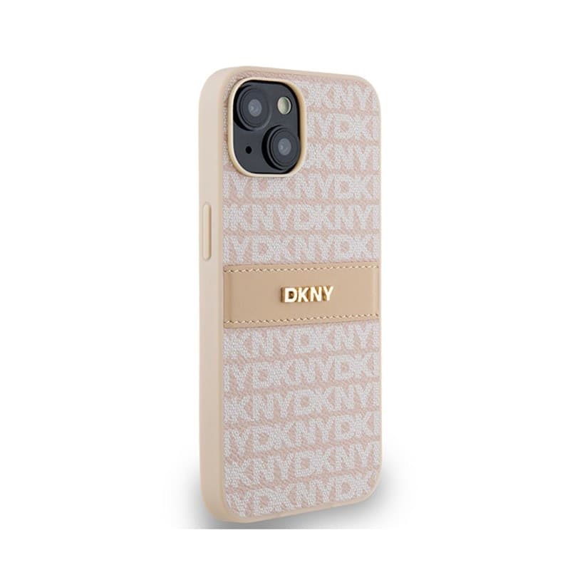 DKNY Leather Mono Stripe & Metal Logo - Case for iPhone 14 / 15 / 13 (pink) - 4