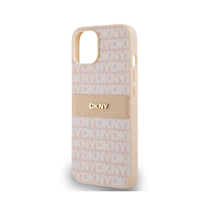 DKNY Leather Mono Stripe & Metal Logo - Case for iPhone 14 / 15 / 13 (pink) - 6