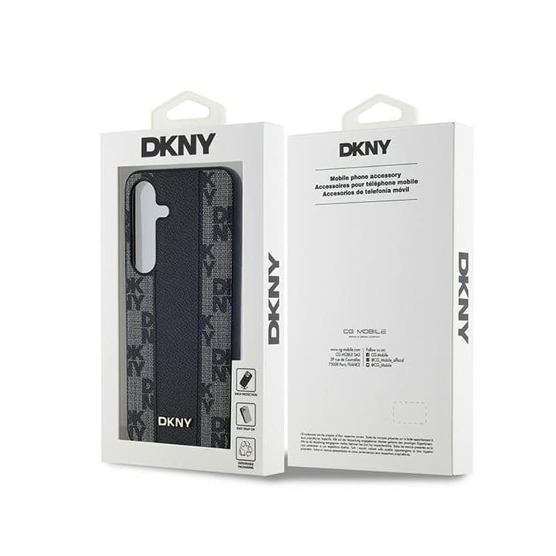 DKNY Leather Checkered Mono Pattern MagSafe - Case for Samsung Galaxy S24+ (Black) - 8