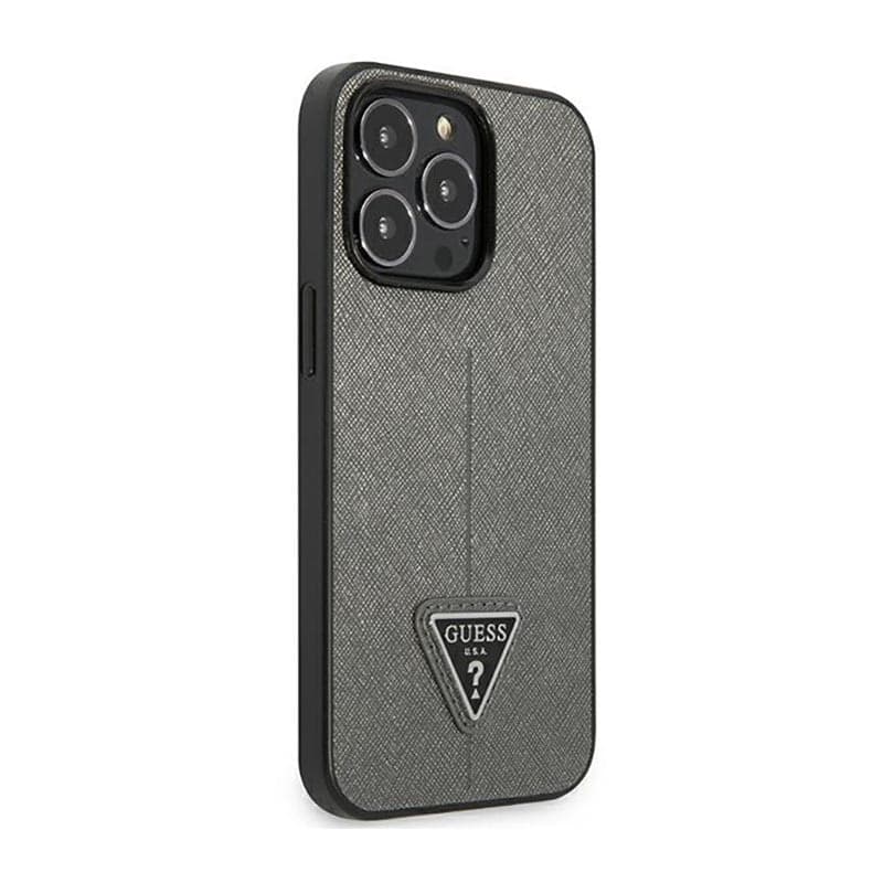 Guess Saffiano Triangle Logo Case - Case for iPhone 14 Pro (Silver) - 4