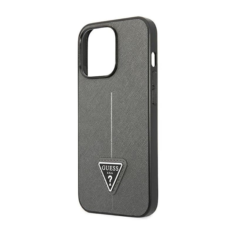 Guess Saffiano Triangle Logo Case - Case for iPhone 14 Pro (Silver) - 6