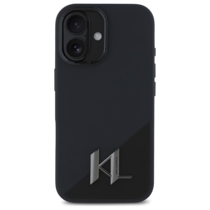 Karl Lagerfeld Silicone Shadow Metal Initial MagSafe - Case for iPhone 16 (black) - 3