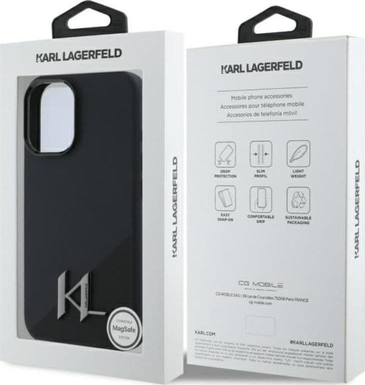Karl Lagerfeld Silicone Shadow Metal Initial MagSafe - Case for iPhone 16 (black) - 8