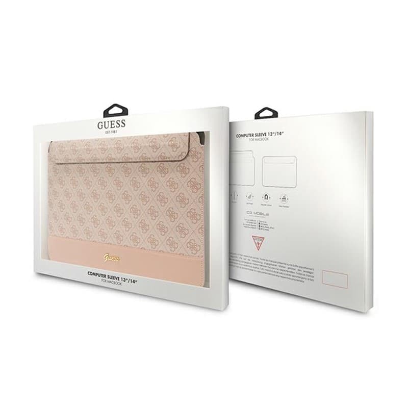Guess 4G Stripe Metal Logo Computer Sleeve - 14" Notebook Case (Pink) - 4
