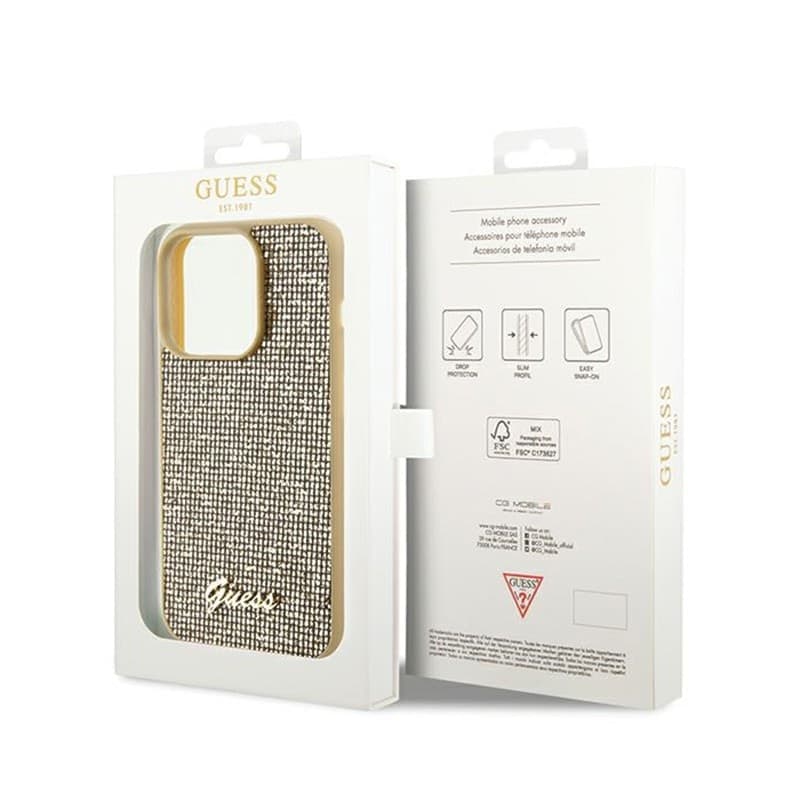 Guess Disco Metal Script - iPhone 14 Pro Case (Gold) - 16