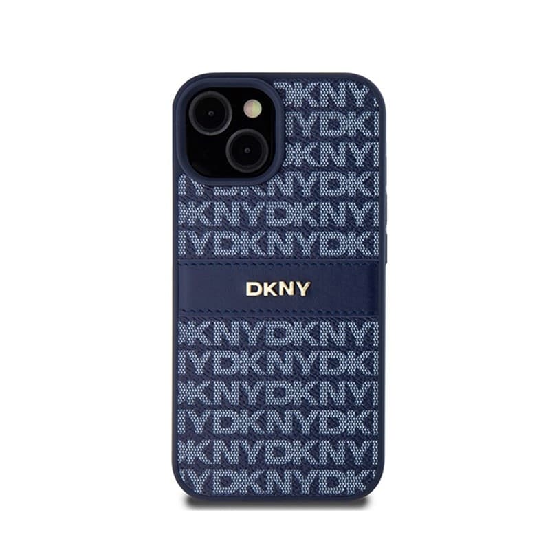 DKNY Leather Mono Stripe & Metal Logo - Case for iPhone 15 / 14 / 13 (blue) - 3