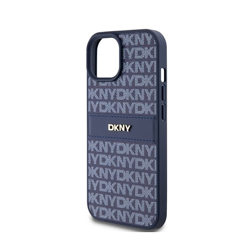 DKNY Leather Mono Stripe & Metal Logo - Case for iPhone 15 / 14 / 13 (blue) - 6