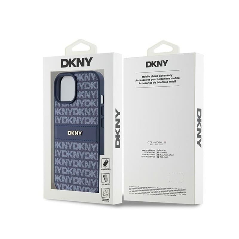 DKNY Leather Mono Stripe & Metal Logo - Case for iPhone 15 / 14 / 13 (blue) - 8