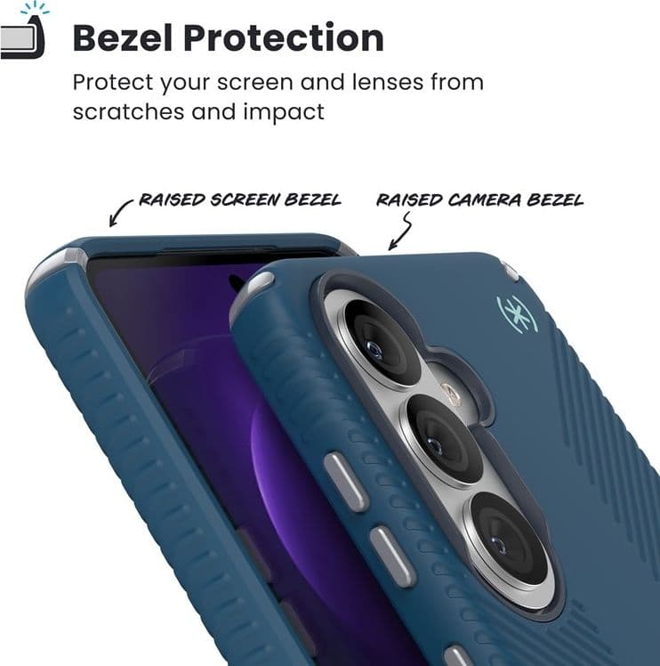 Speck Presidio2 Grip Magnet - Custodia MagSafe per Samsung Galaxy S26 (Deep Sea/Argento metallizzato/Blu magico) - 4