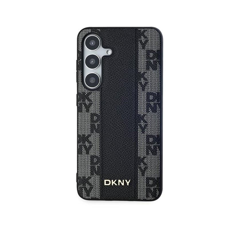 DKNY Leather Checkered Mono Pattern MagSafe - Case for Samsung Galaxy S24 (Black) - 3