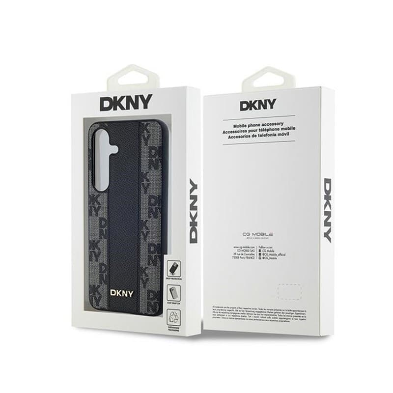 DKNY Leather Checkered Mono Pattern MagSafe - Case for Samsung Galaxy S24 (Black) - 8