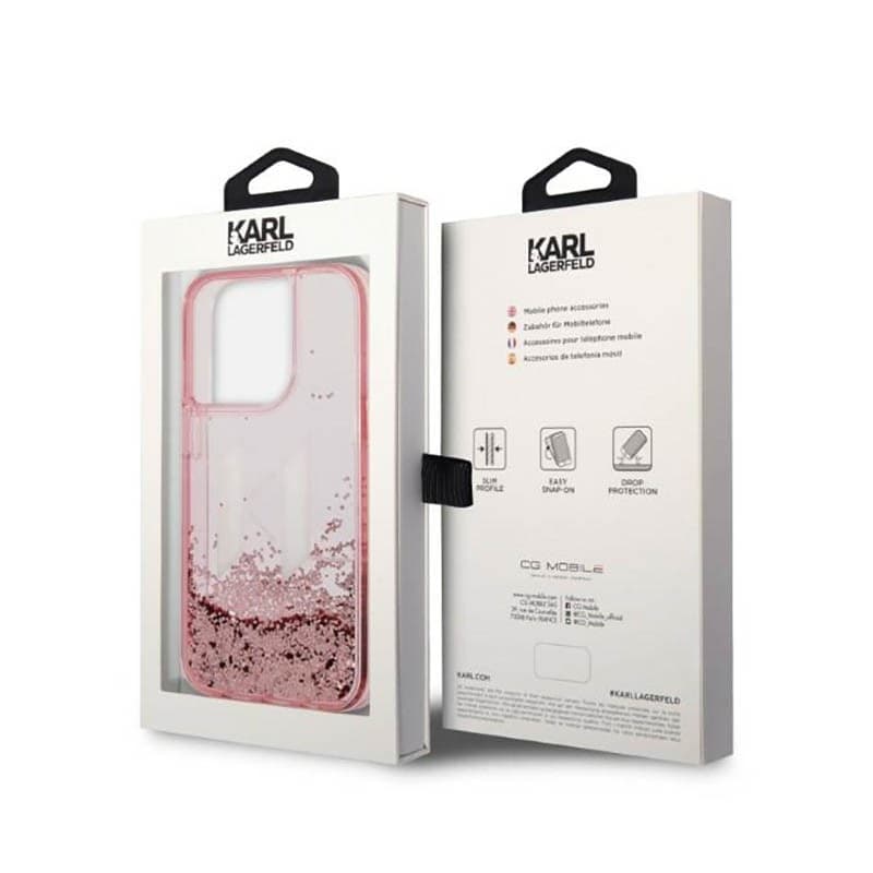 Karl Lagerfeld Liquid Glitter Big Logo Case - Case for iPhone 14 Pro (Pink) - 8