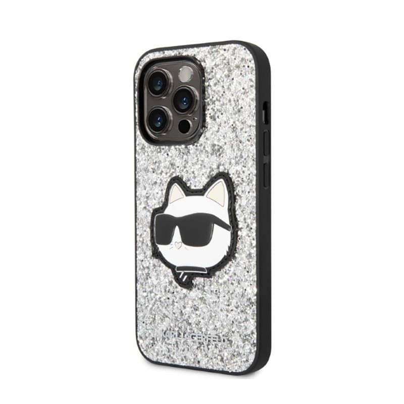 Karl Lagerfeld NFT Glitter Choupette Patch- Case for iPhone 14 Pro Max (Silver) - 2