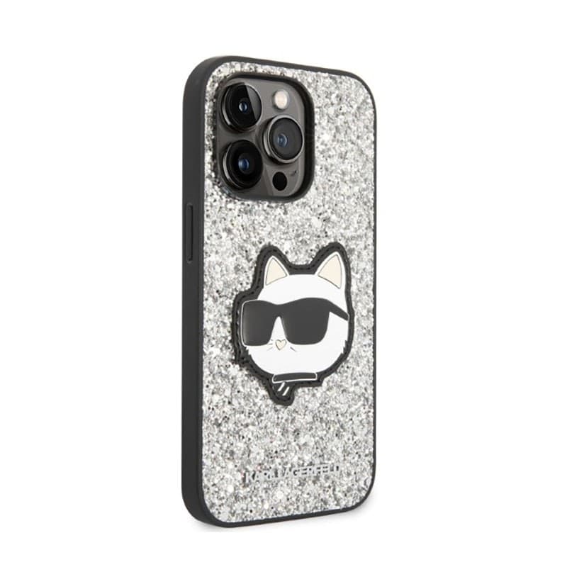 Karl Lagerfeld NFT Glitter Choupette Patch- Case for iPhone 14 Pro Max (Silver) - 4