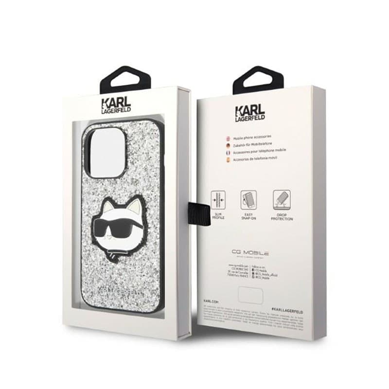 Karl Lagerfeld NFT Glitter Choupette Patch- Case for iPhone 14 Pro Max (Silver) - 8